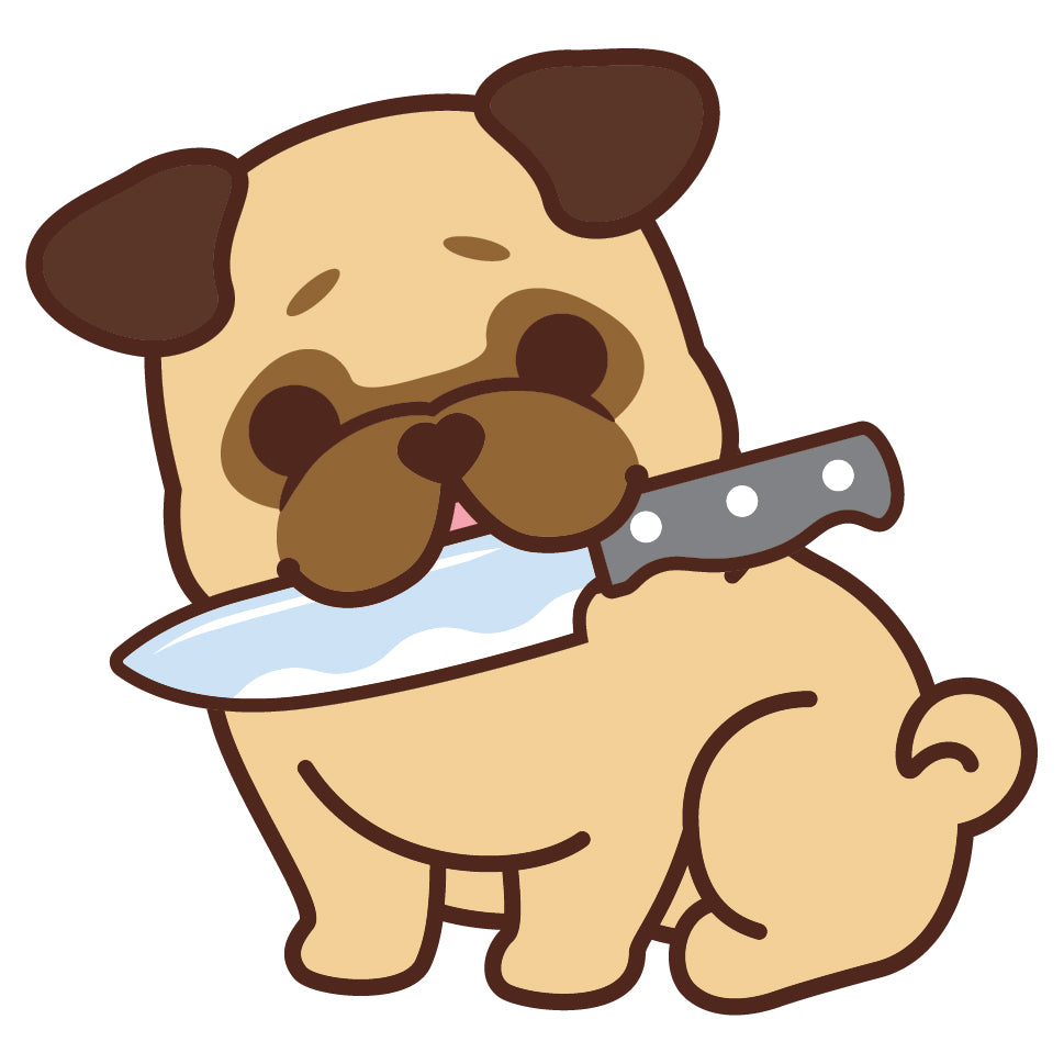 Pug Stickers-Knife 八哥貼紙-咬刀仔
