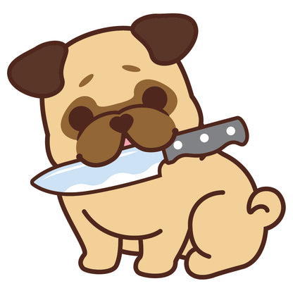 Pug Stickers-Knife 八哥貼紙-咬刀仔