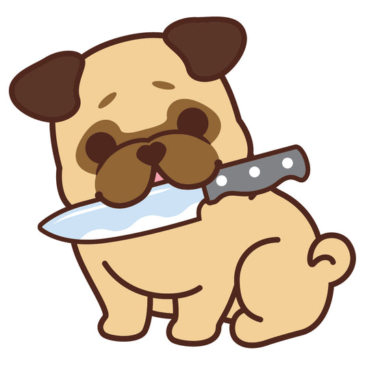 Pug Stickers-Knife 八哥貼紙-咬刀仔