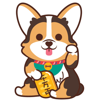 Corgi Large Stickers-Lucky Dog 哥基大貼紙-招財狗