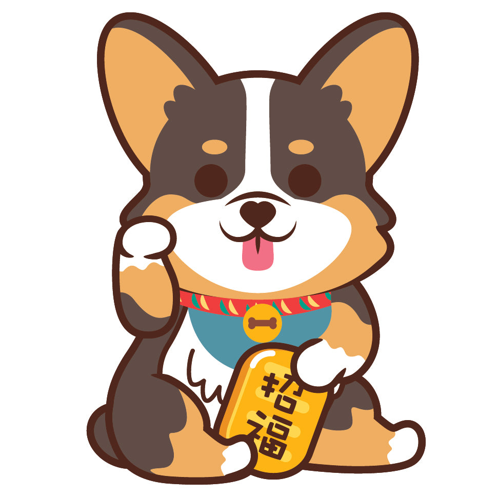 Corgi Large Stickers-Lucky Dog 哥基大貼紙-招財狗