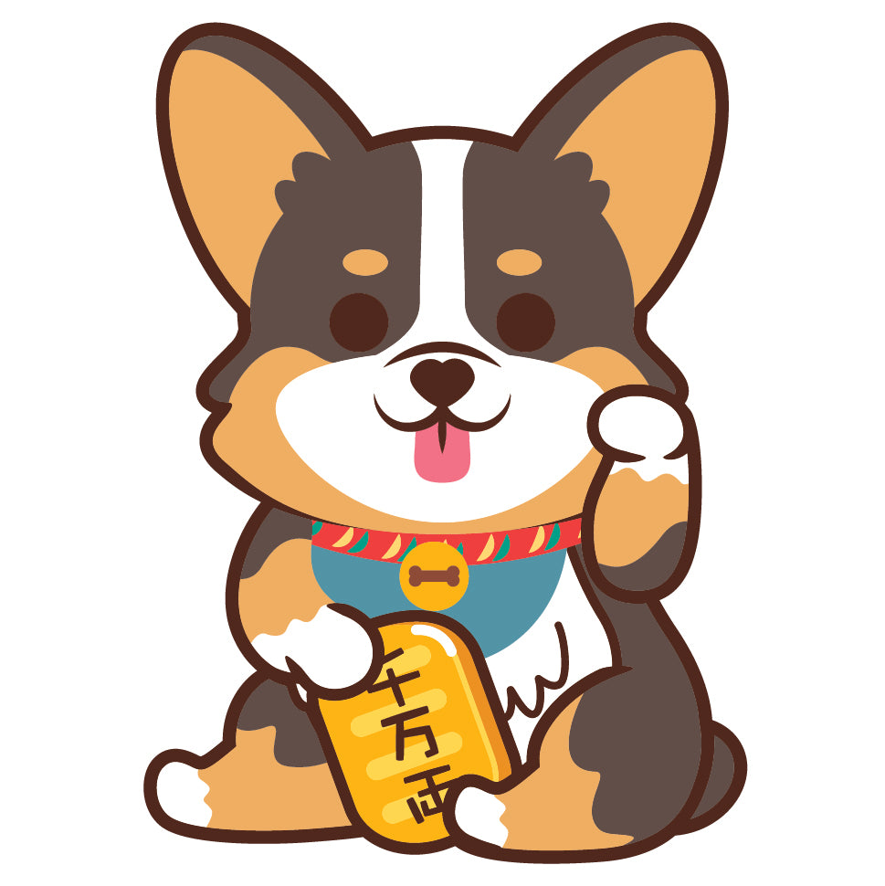 Corgi Large Stickers-Lucky Dog 哥基大貼紙-招財狗