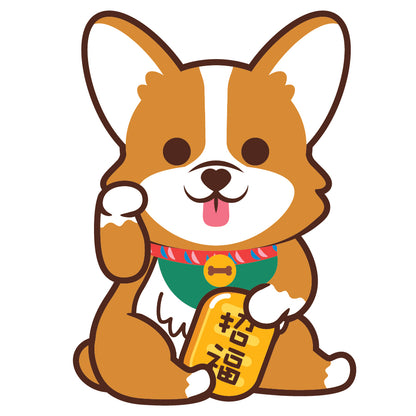 Corgi Large Stickers-Lucky Dog 哥基大貼紙-招財狗