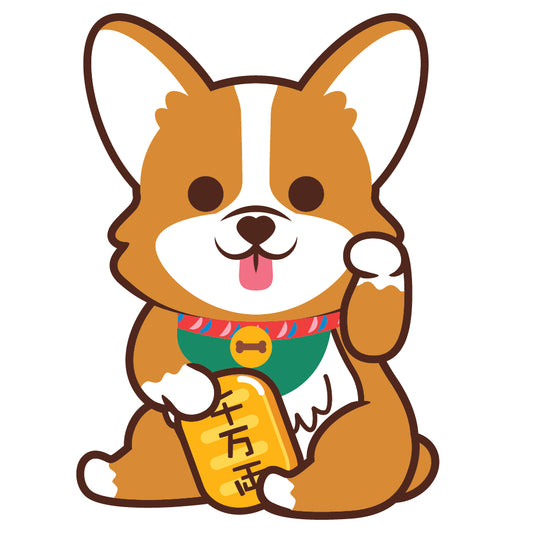 Corgi Large Stickers-Lucky Dog 哥基大貼紙-招財狗