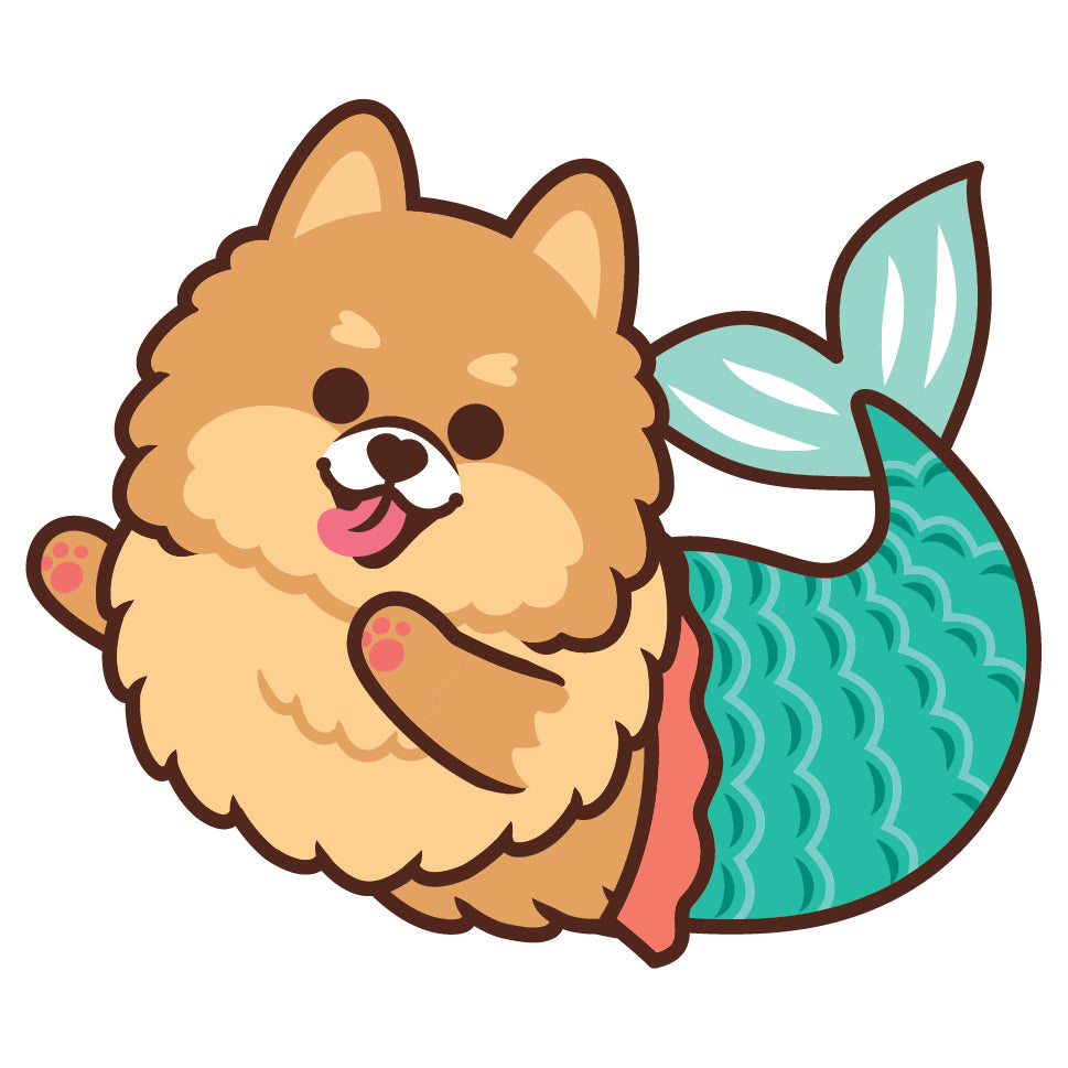 Pomeranian Stickers-Mermaid 松鼠狗貼紙-美人魚