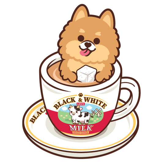 Pomeranian Stickers-HK Milk Tea 松鼠狗貼紙-港式奶茶