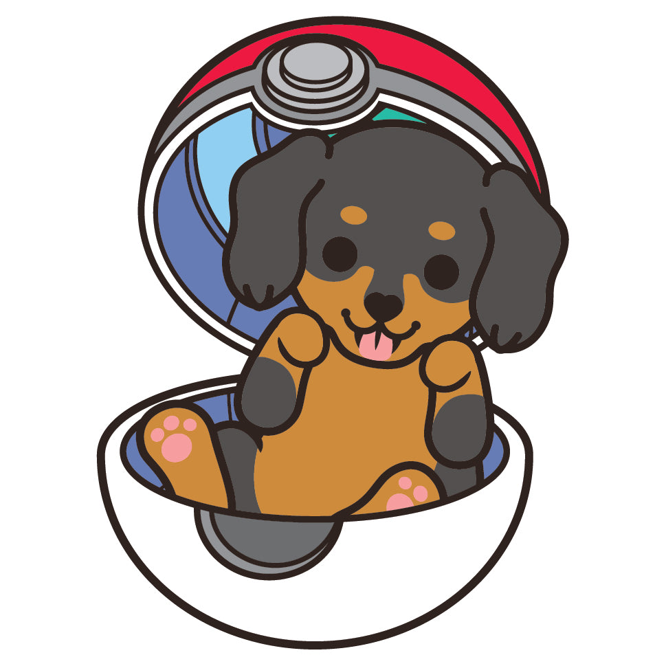 Dachshund Stickers-Pokeball 臘腸狗貼紙-精靈球