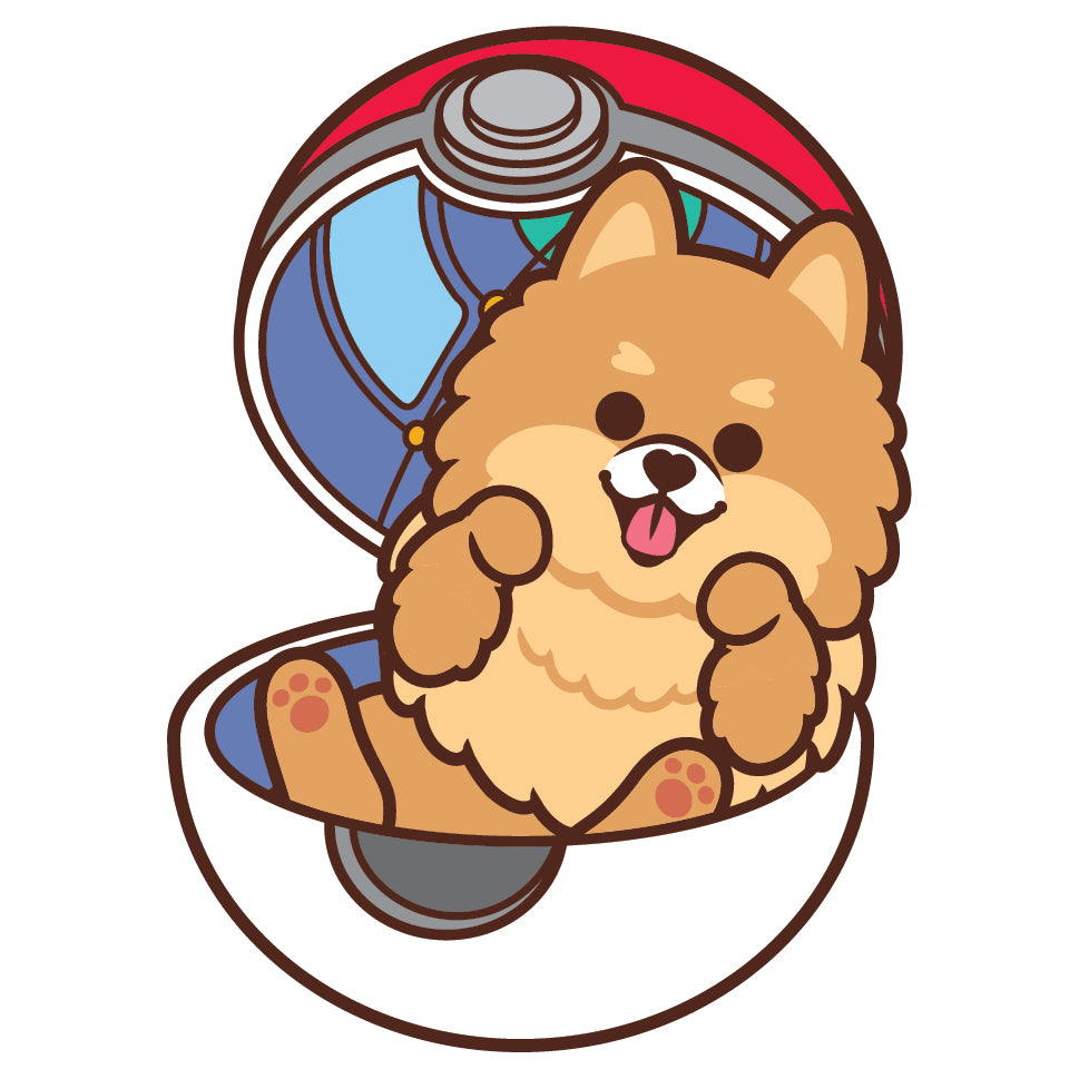 Pomeranian Stickers-Pokeball 松鼠狗貼紙-精靈球