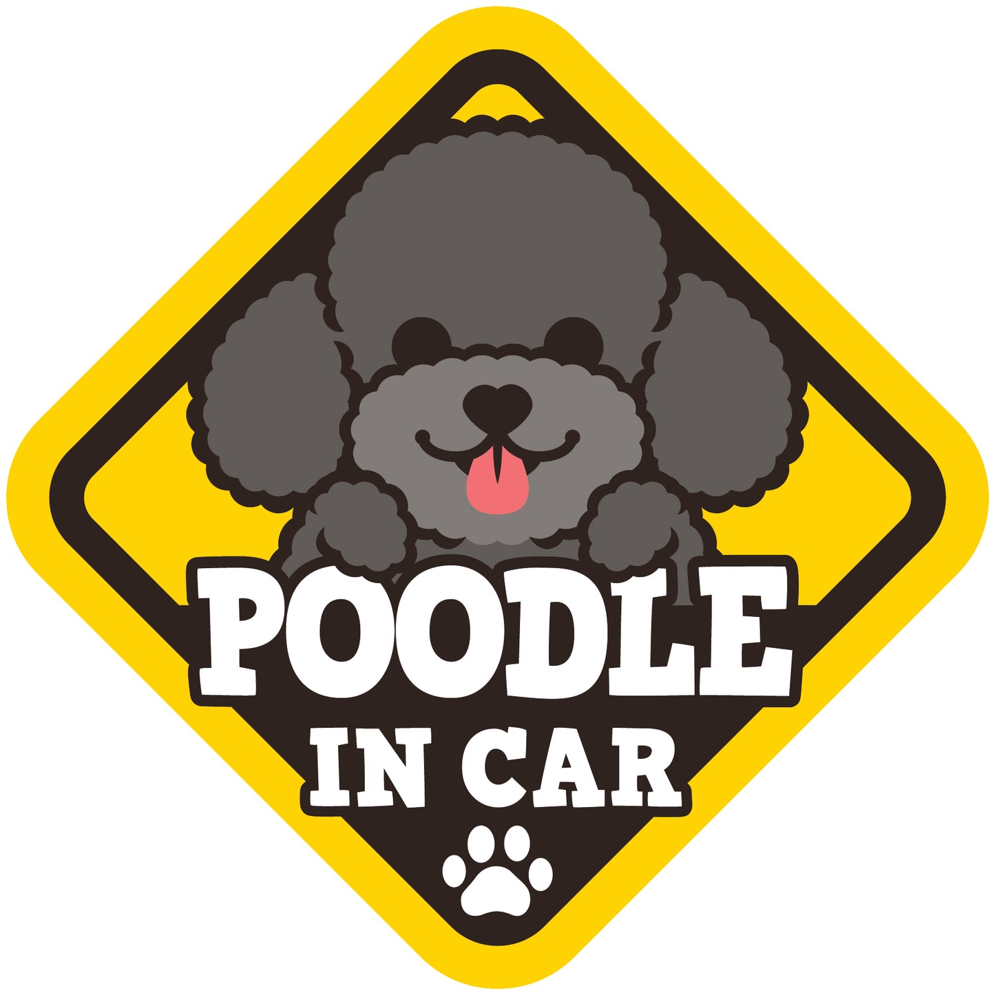 Poodle Glass Reverse Car Stickers-In Car 貴婦狗玻璃反車貼-坐車車