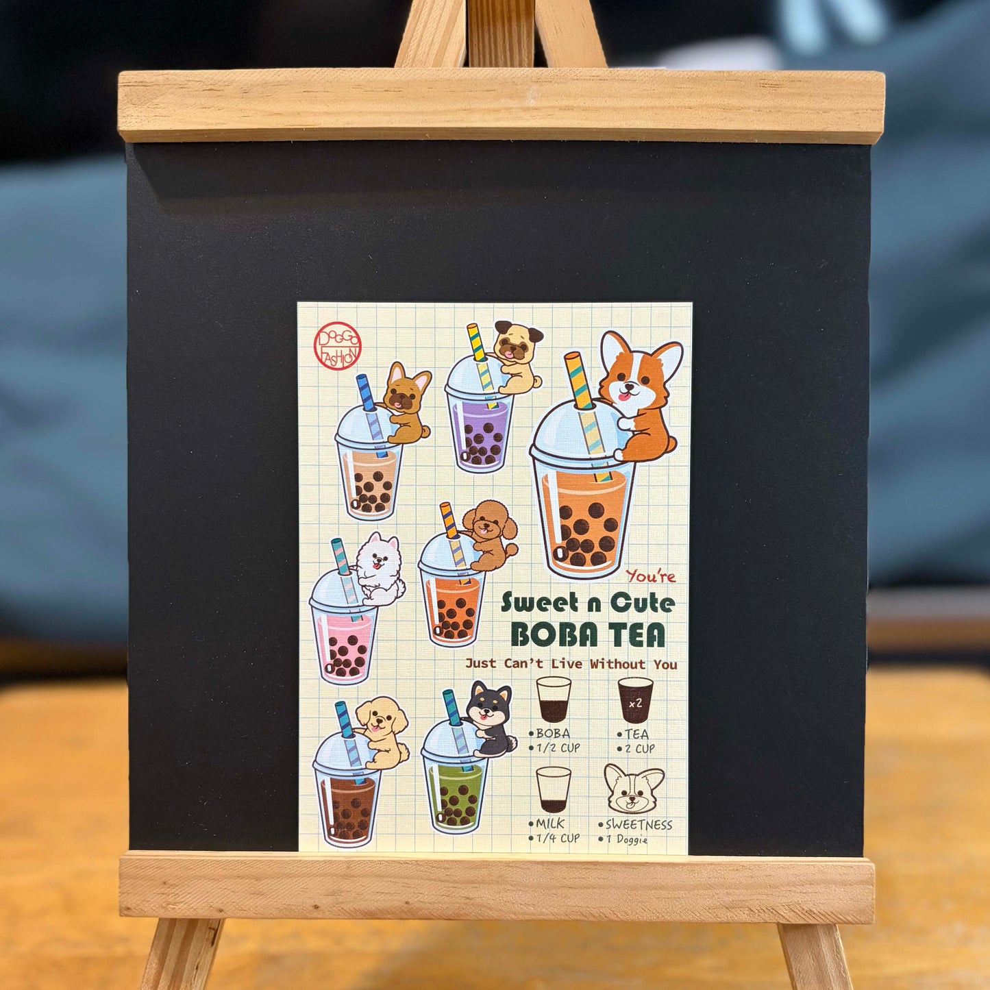 Doggo Postcard-Boba Milk Tea 汪汪明信片-珍珠奶茶