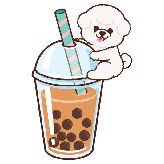 Bichon Stickers-Boba Milk Tea 比熊犬貼紙-珍珠奶茶