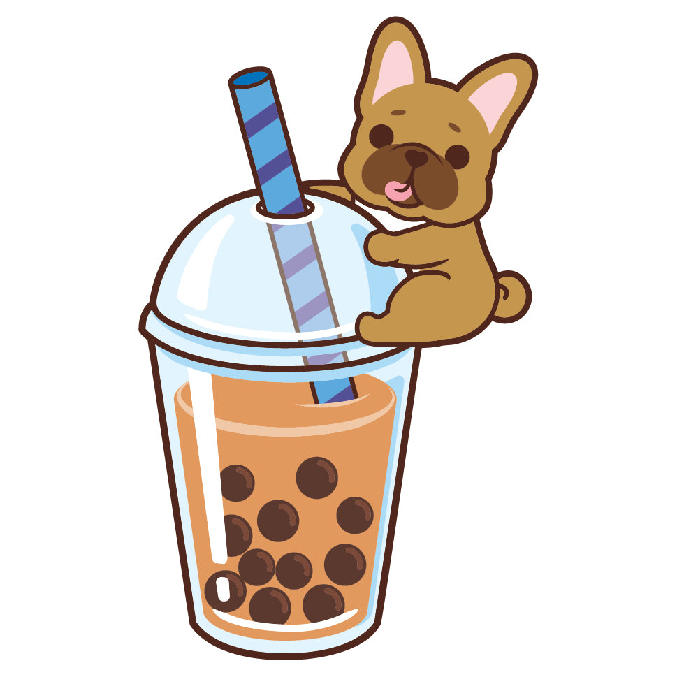 Frenchie Stickers-Boba Milk Tea 法鬥貼紙-珍珠奶茶