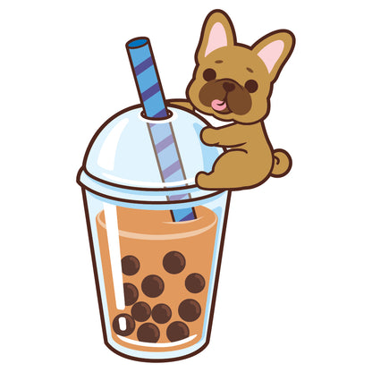 Frenchie Stickers-Boba Milk Tea 法鬥貼紙-珍珠奶茶