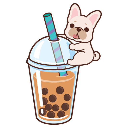 Frenchie Stickers-Boba Milk Tea 法鬥貼紙-珍珠奶茶