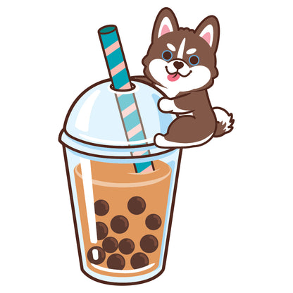 Husky Stickers-Boba Milk Tea 雪橇狗貼紙-珍珠奶茶