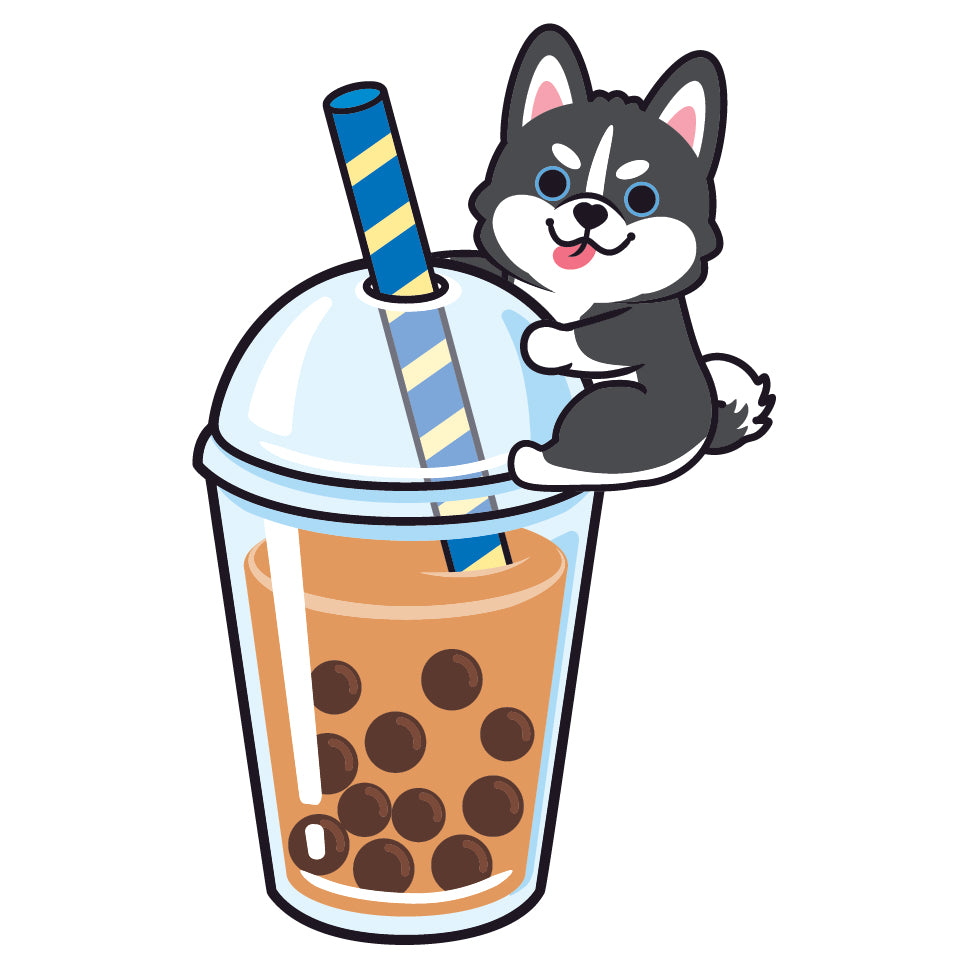 Husky Stickers-Boba Milk Tea 雪橇狗貼紙-珍珠奶茶