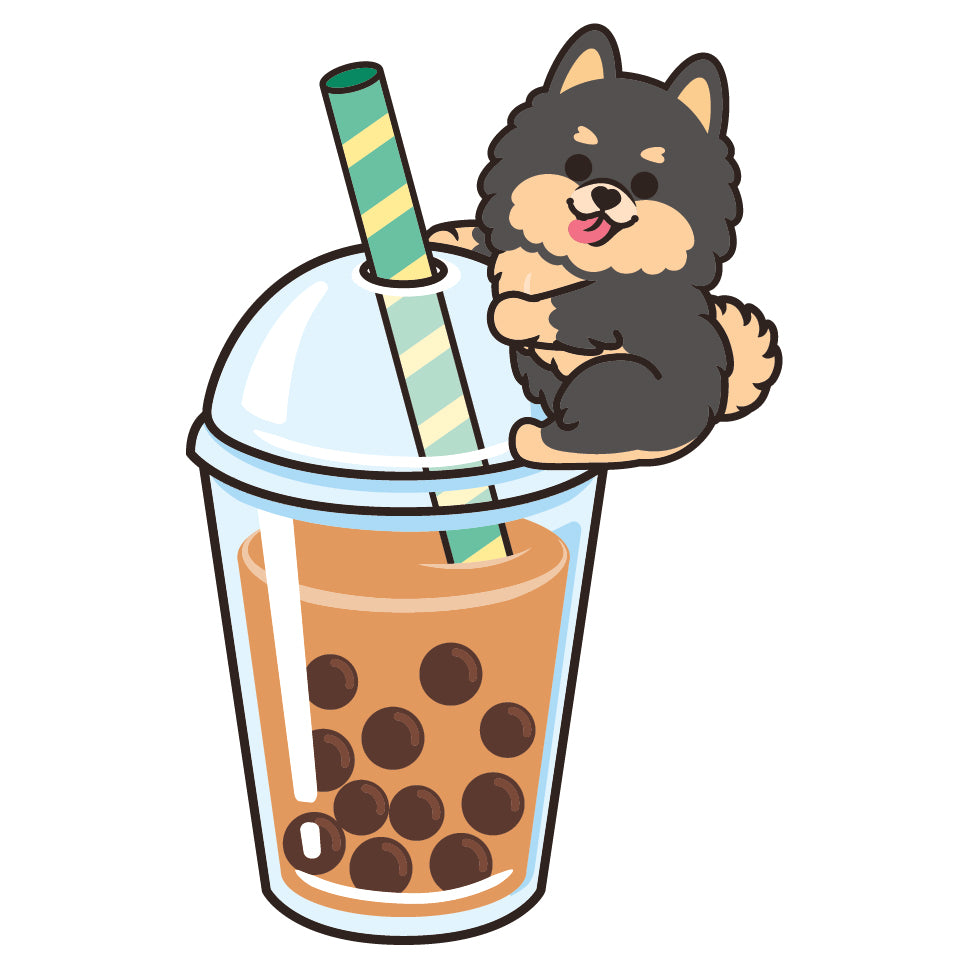 Pomeranian Stickers-Boba Milk Tea 松鼠狗貼紙-珍珠奶茶