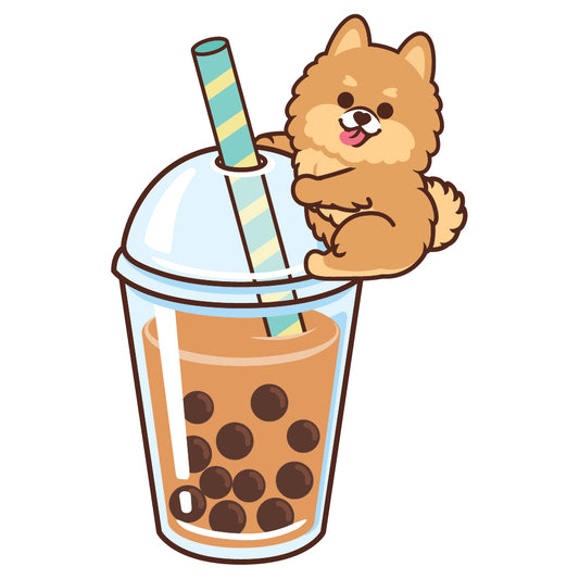 Pomeranian Stickers-Boba Milk Tea 松鼠狗貼紙-珍珠奶茶