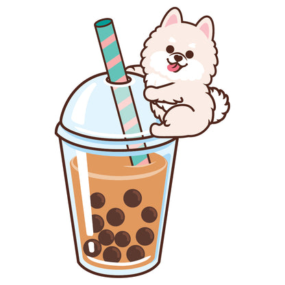 Pomeranian Stickers-Boba Milk Tea 松鼠狗貼紙-珍珠奶茶