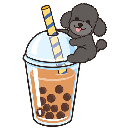 Poodle Stickers-Boba Milk Tea 貴婦狗貼紙-珍珠奶茶