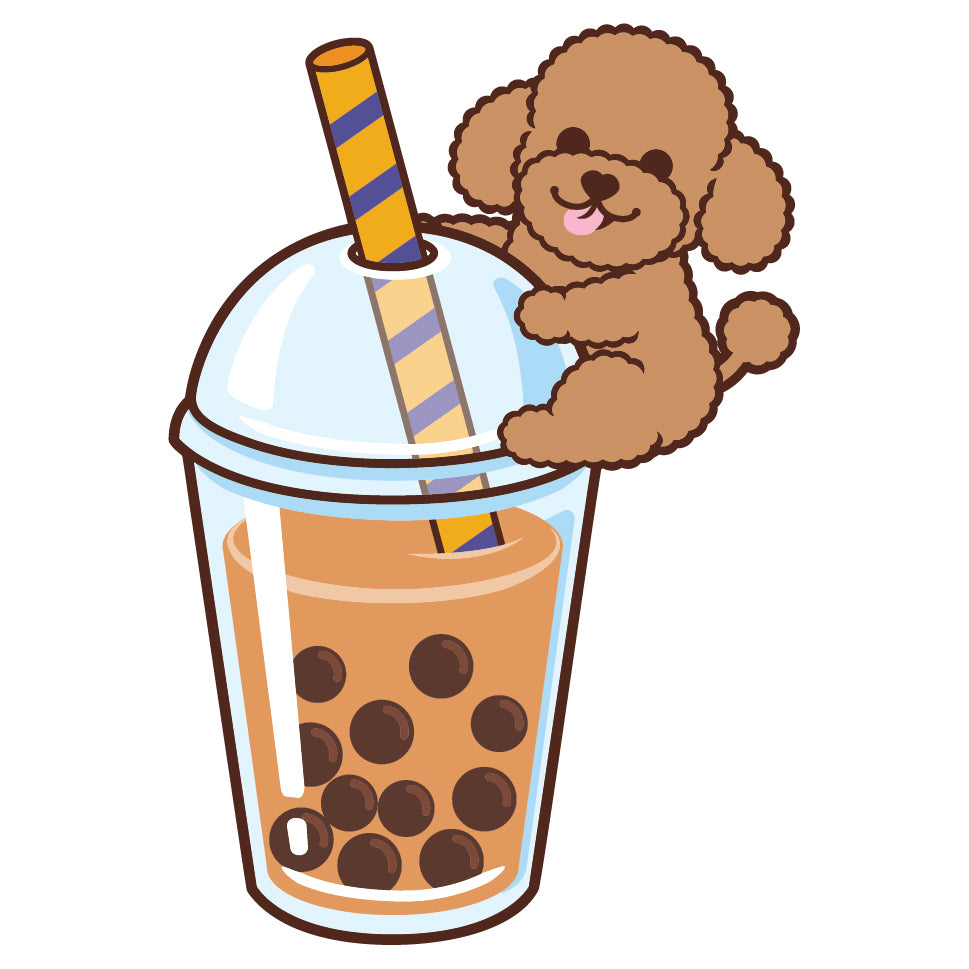 Poodle Stickers-Boba Milk Tea 貴婦狗貼紙-珍珠奶茶