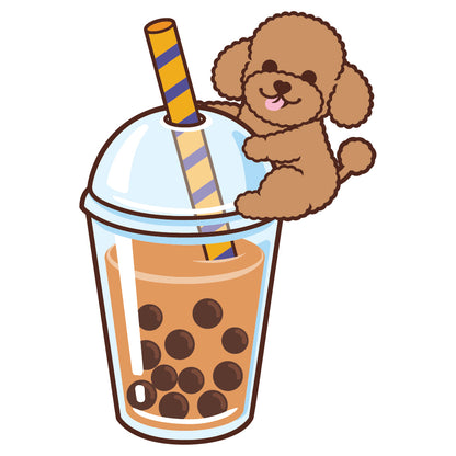 Poodle Stickers-Boba Milk Tea 貴婦狗貼紙-珍珠奶茶