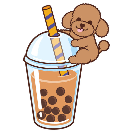 Poodle Stickers-Boba Milk Tea 貴婦狗貼紙-珍珠奶茶