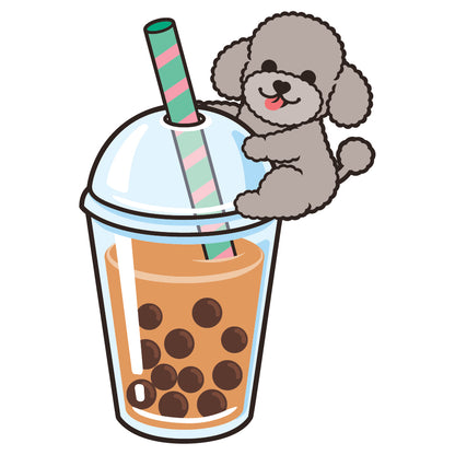 Poodle Stickers-Boba Milk Tea 貴婦狗貼紙-珍珠奶茶