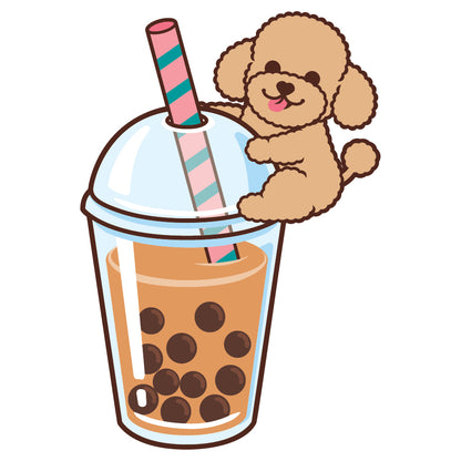 Poodle Stickers-Boba Milk Tea 貴婦狗貼紙-珍珠奶茶
