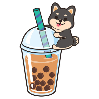 Shiba Stickers-Boba Milk Tea 柴犬貼紙-珍珠奶茶
