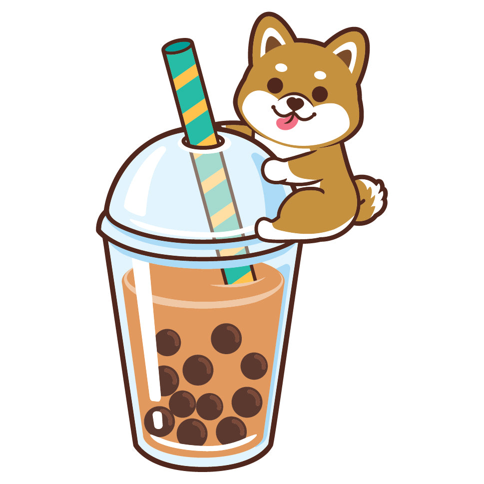 Shiba Stickers-Boba Milk Tea 柴犬貼紙-珍珠奶茶