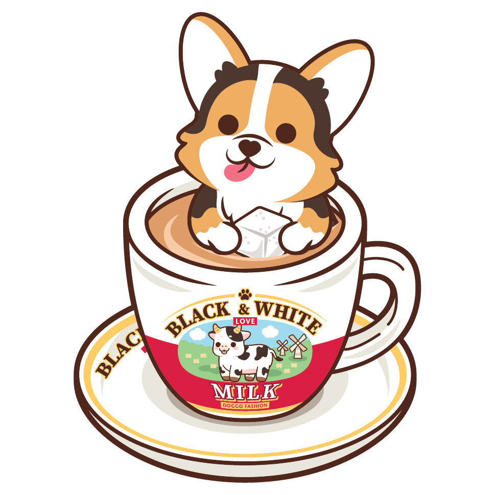 Corgi Stickers-HK Milk Tea 哥基貼紙-港式奶茶