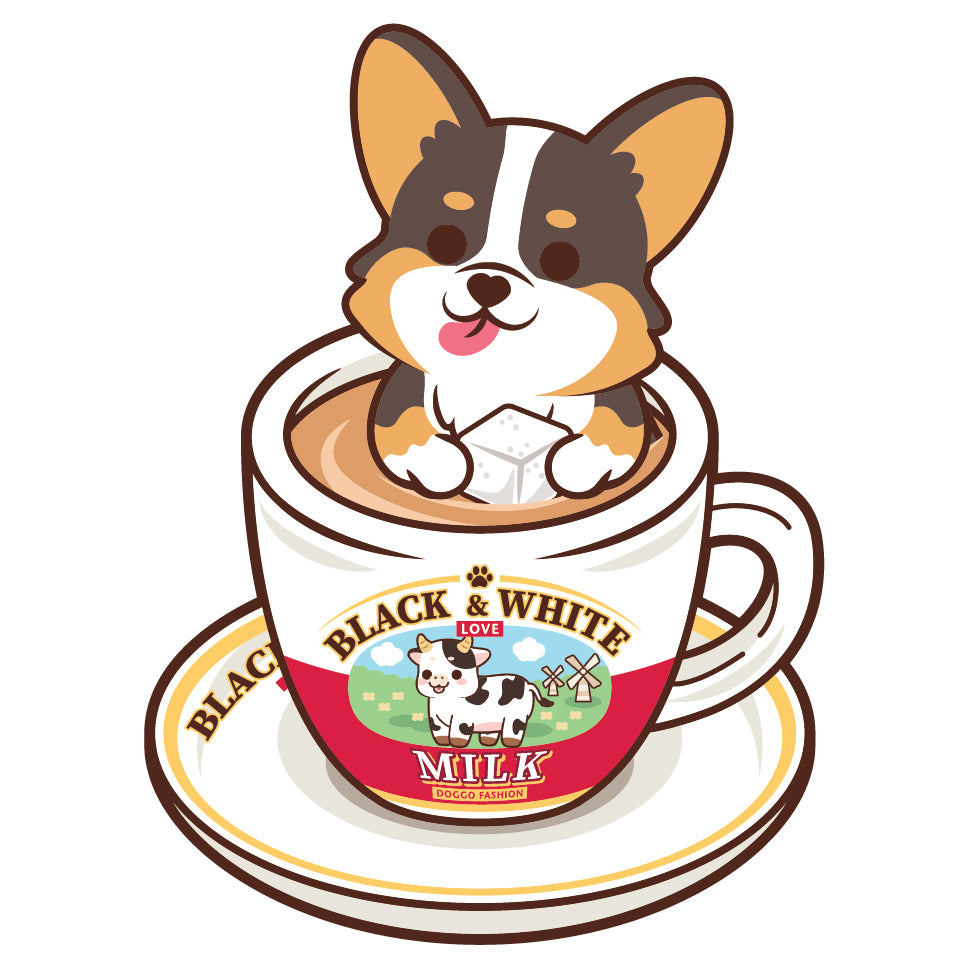 Corgi Stickers-HK Milk Tea 哥基貼紙-港式奶茶