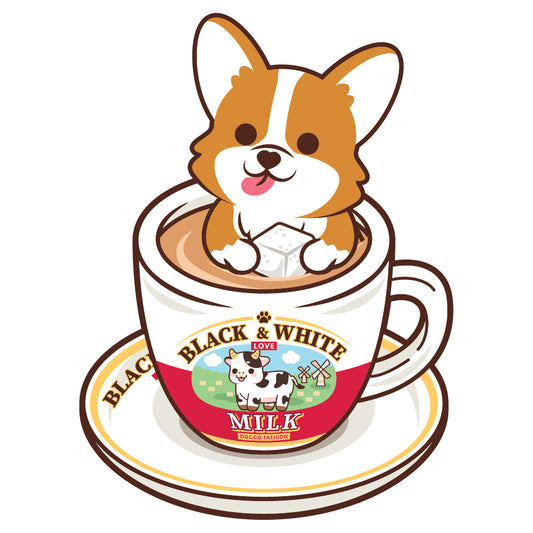 Corgi Stickers-HK Milk Tea 哥基貼紙-港式奶茶
