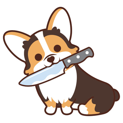 Corgi Stickers-Knife 哥基貼紙-咬刀仔