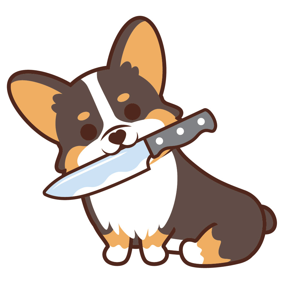 Corgi Stickers-Knife 哥基貼紙-咬刀仔