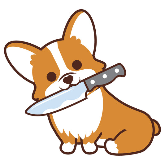 Corgi Stickers-Knife 哥基貼紙-咬刀仔
