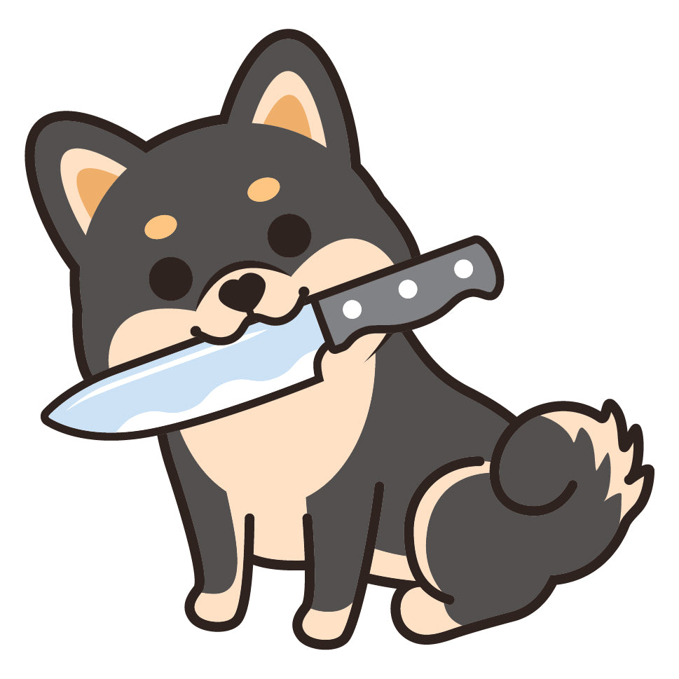 Shiba Stickers-Knife 柴犬貼紙-咬刀仔