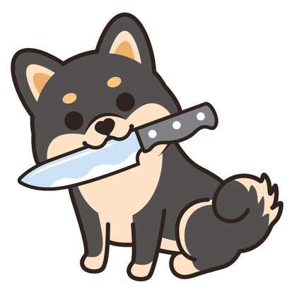 Shiba Stickers-Knife 柴犬貼紙-咬刀仔
