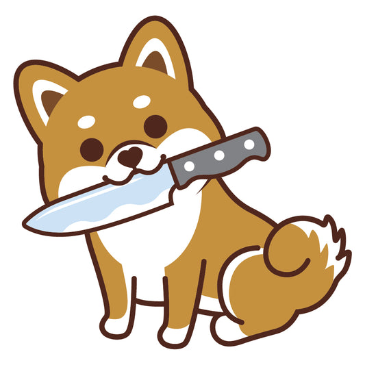 Shiba Stickers-Knife 柴犬貼紙-咬刀仔