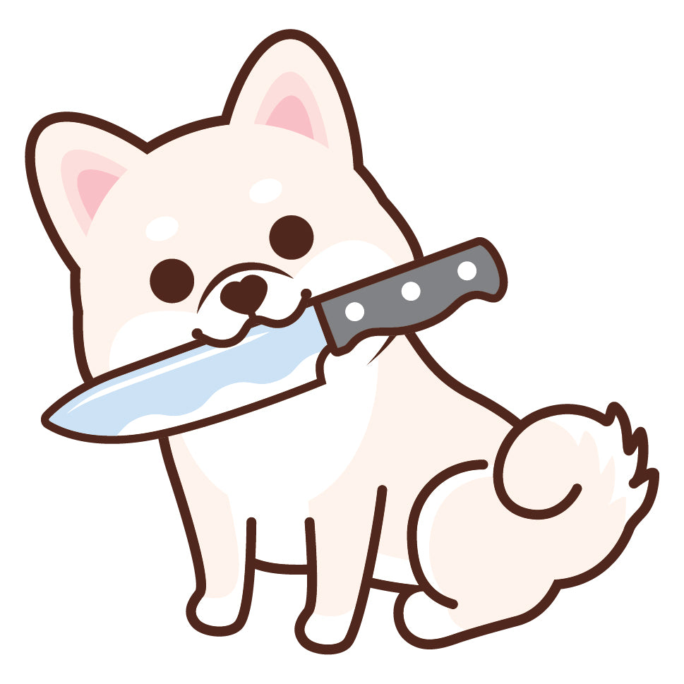 Shiba Stickers-Knife 柴犬貼紙-咬刀仔