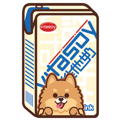 Pomeranian Stickers-Vita Soya Milk 松鼠狗貼紙-維他奶
