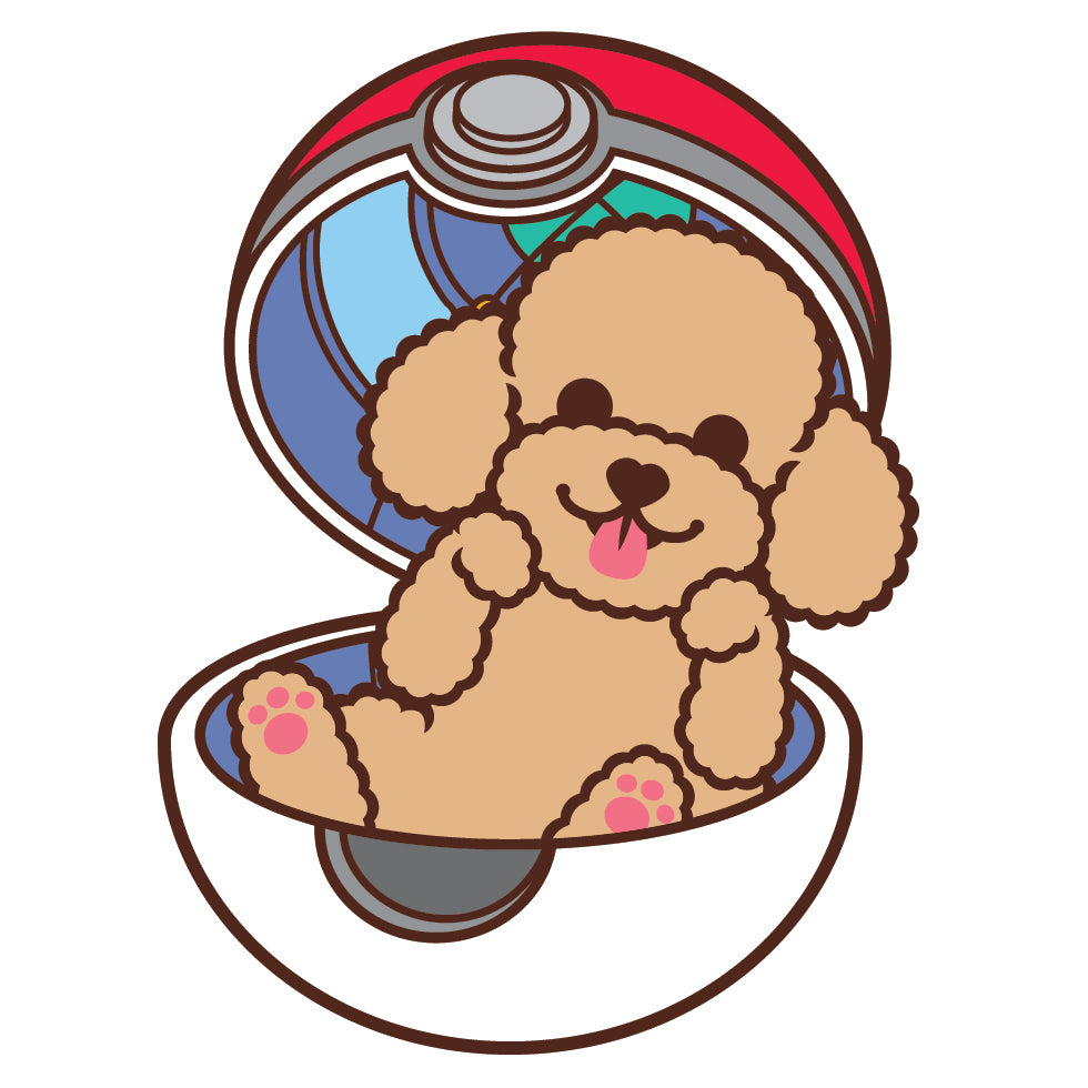 Poodle Stickers-Pokeball 貴婦狗貼紙-精靈球