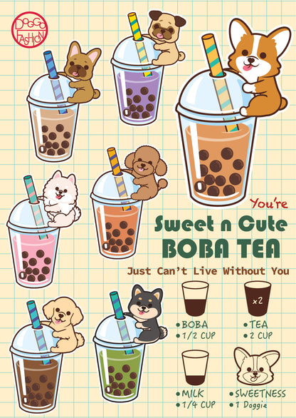 Doggo Postcard-Boba Milk Tea 汪汪明信片-珍珠奶茶