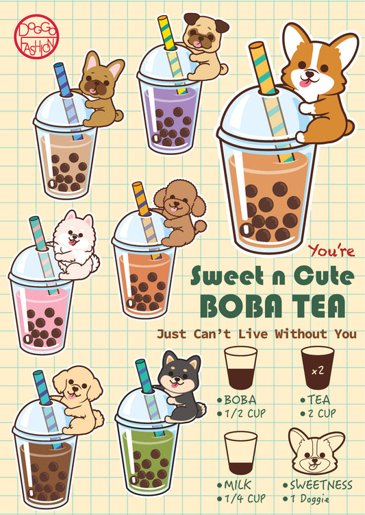Doggo Postcard-Boba Milk Tea 汪汪明信片-珍珠奶茶