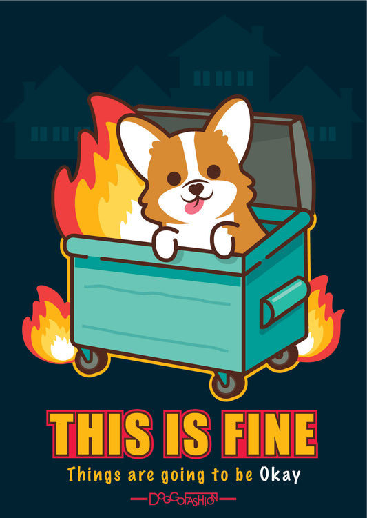 Doggo Postcard-Corgi in Trash Fire 汪汪明信片-火海哥基