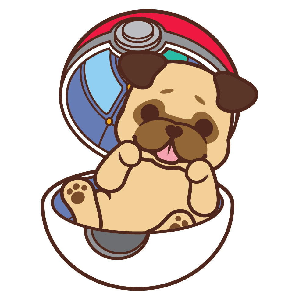 Pug Stickers-Pokeball 八哥貼紙-精靈球