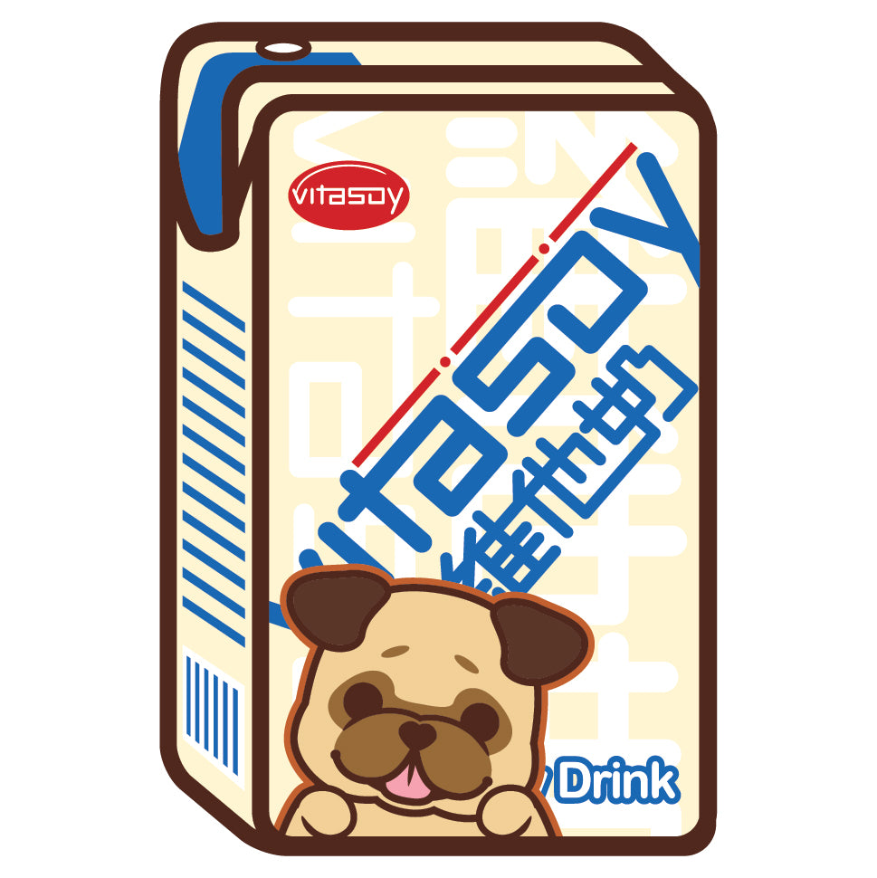 Pug Stickers-Vita Soya Milk 八哥貼紙-維他奶