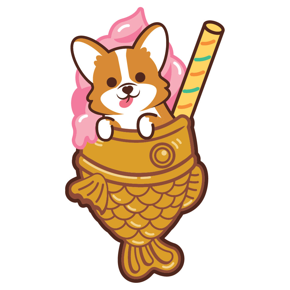 Corgi Stickers-Taiyaki Ice-cream 哥基貼紙-鯛魚雪糕