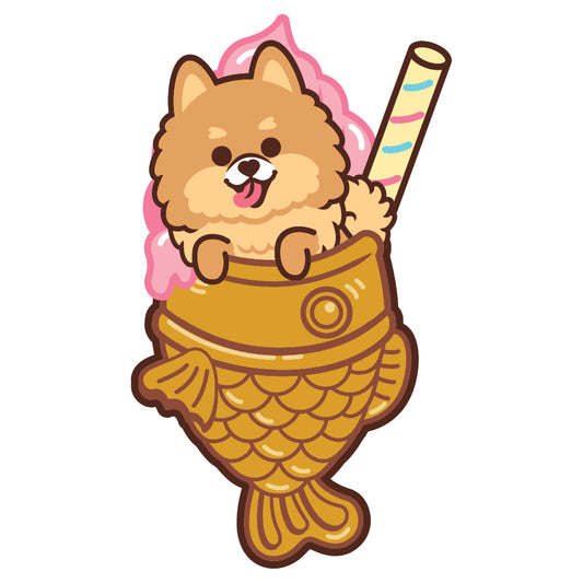 Pomeranian Stickers-Taiyaki Ice-cream 松鼠狗貼紙-鯛魚雪糕